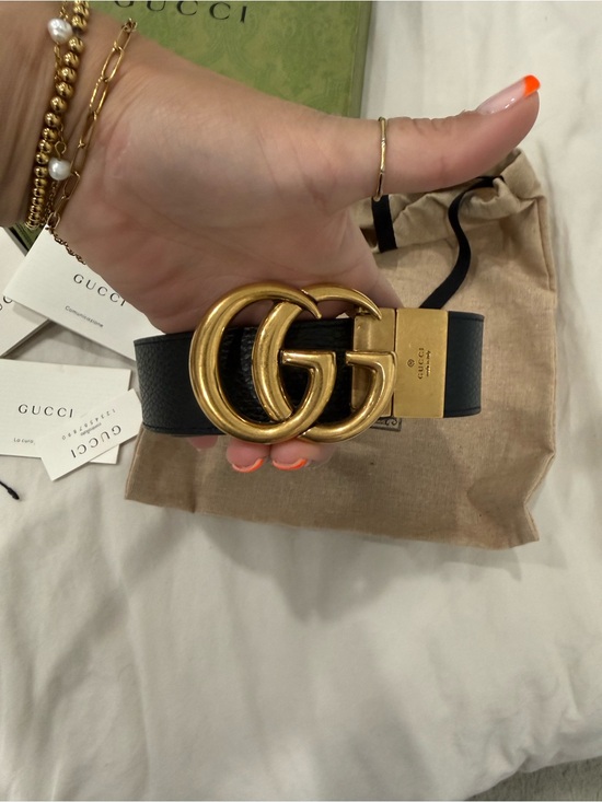 Gucci Accessories - Gucci Black Leather Belt with Gold Double G Buckle